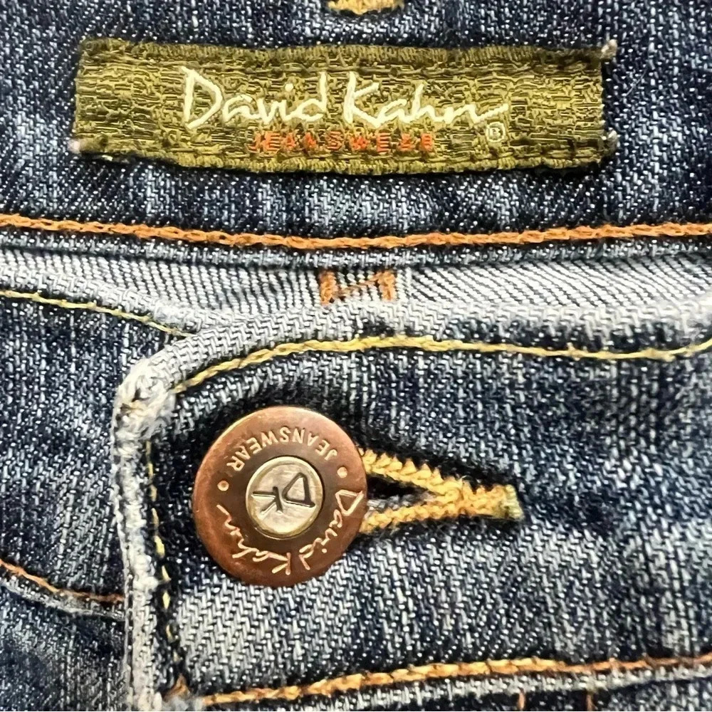 DAVID KAHN "Lauren" straight leg mid wash denim jeans size 12 short - Picture 13 of 15